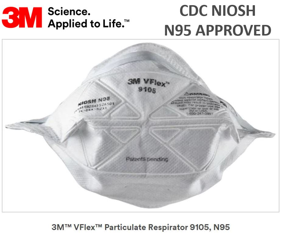 3M VFlex 9105 N95 Particulate Respirators (Headband, No