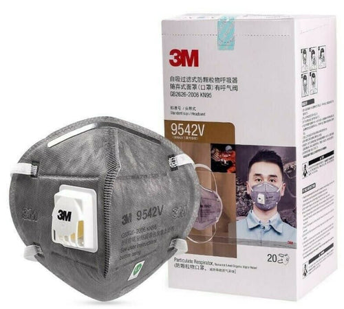 3M 9542V KN95 Particulate Respirators (Headband, Activated Carbon, Exhalation Valve) - FDA Approved for Covid-19 Protection