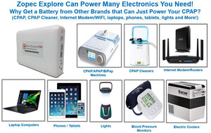 EXPLORE 8200 CPAP/BiPap Travel Battery (up to 4 nights) - Only 3.5 lb and 1.75" Thin.