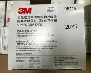 3M 9541V KN95 Particulate Respirators (Earloop, Activated Carbon, Exhalation Valve) - FDA Approved for Covid-19 Protection