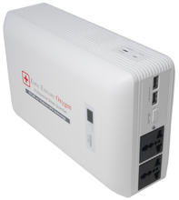 Load image into Gallery viewer, A white Zopec Explore Oxygen CPAP/BPAP Home UPS Backup Battery with multiple outlets and a label indicating it is designed for uninterrupted power supply for CPAP machines.